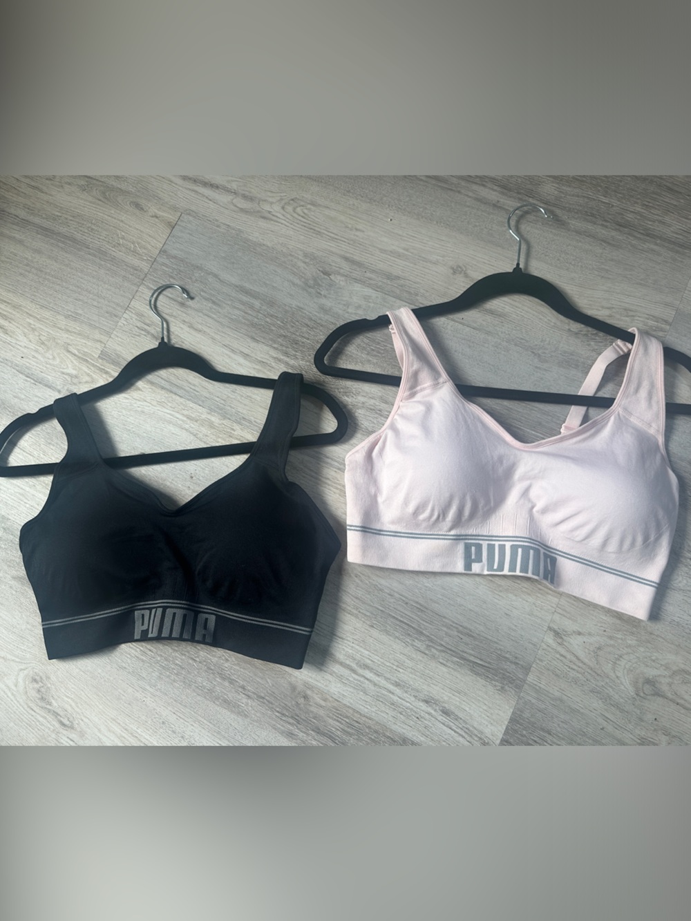 Puma Light Pink & Black Sports Bralettes Duo